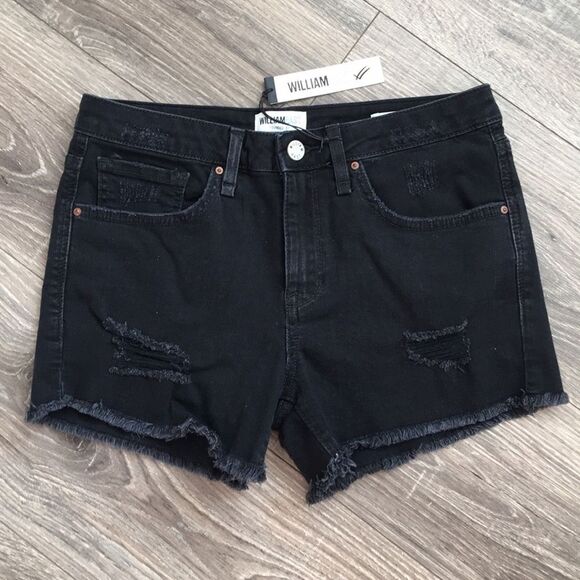 William Rast Black Ripped Shorts - Size 26 - Picture 1 of 2